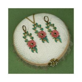 Urban Hippies - Oorbellen Prosper flowers aqua/pink