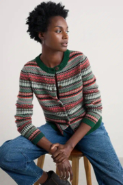 Seasalt - Percella Cove Fair Isle cardigan green dark fourage mixweaving