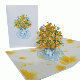 Pop-up kaart Narcissen in vaas kaart