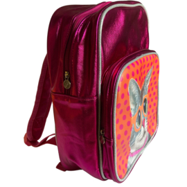 Kunstboer- Rugtas Poes met bril fuchsia