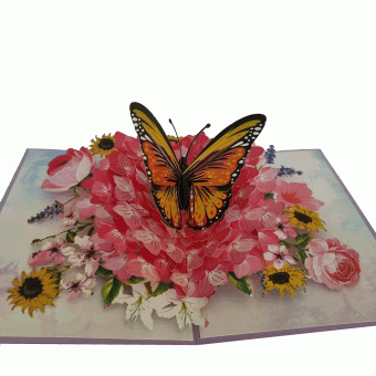 Pop-up kaart Vlinder op bloem