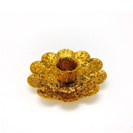 Kaarshouder Glitterbloem - Goud