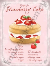 metalen wandplaat strawberry cake 30-40 cm