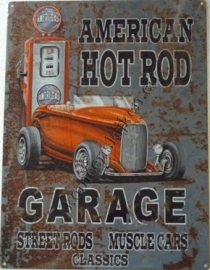 metalen wandplaat  hotrod garage 30-40 cm