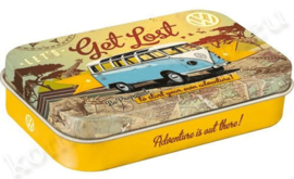 metalen pepermuntdoosje XL VW bus t1 samba, let's get lost NA82109