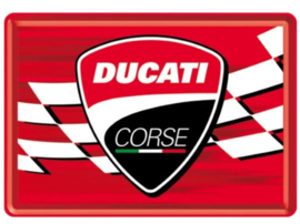 metal postcard Ducati corse logo racing flag 10x14 cm