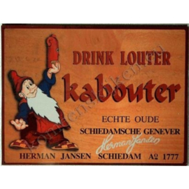 metalen affiche drink louter kabouter 30-40 cm