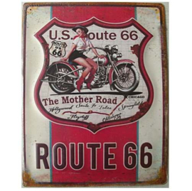 stalen wandbord route 66 30 x 40 cm.