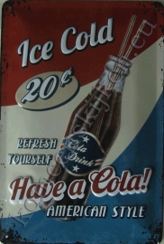 blikken reclamebord ice cold cola 20-30 cm