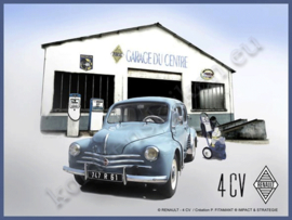 metalen reclamebord Renault 4CV Garage 15x21 cm