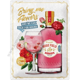 metalen reclamebord Rose Field gin 30x40 cm