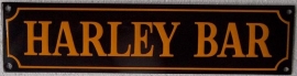 emaille straatnaambord harley bar / zwart-oranje