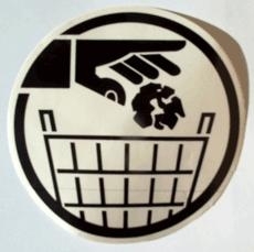 transparante sticker vuilnisbak / afvalbak zwart  14,5 cm