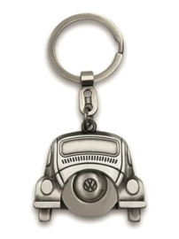 VW beetle Sleutelhanger Vintage mat zilver winkelwagenmuntje