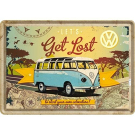 Metal Postcard VW Bulli Lets Get Lost 10 x 14 cm