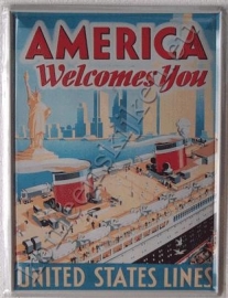 blikken reclame bord america welcomes you