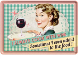 Metal postcard cook with wine 10x14 cm