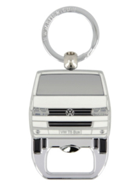 sleutelhanger witte VW T5 BUS met flesopener