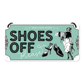 hanging sign shoes off please 10x20 cm