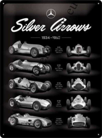 metalen wandbord Mercedes Benz Silver Arrow chart 30x40 cm