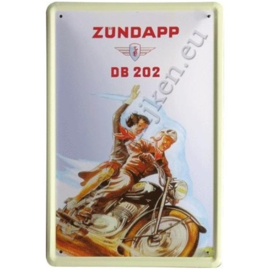 blikken reclame bord van zundapp DB 202  30-40 cm