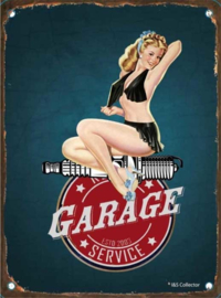 metal sign pin-up Garage sercive bougie 15x20 cm