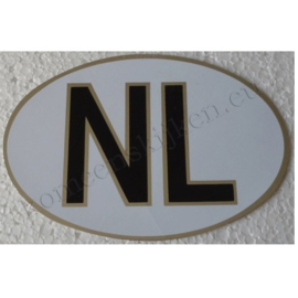 witte NL sticker met zilveren rand 12,7 cm bij 8,7