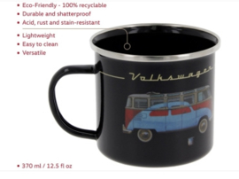 VW T1 Bus Emaille zwart Mok 500ml