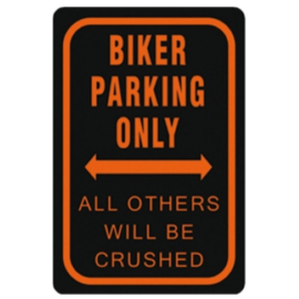 metalen wandplaat biker parking only 20x30 cm