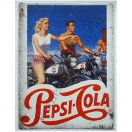 metalen wandbord pepsi cola motorfietsen  30-40 cm