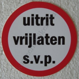 sticker uitrit vrijlaten s.v.p. 7,5 cm