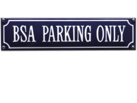 emaille straatnaambord BSA parking only