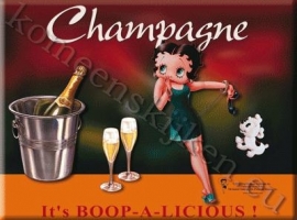 metalen ansichtkaart Betty Boop champagne 15-21 cm