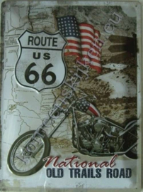 metalen wandbord route 66 chopper 30-40 cm