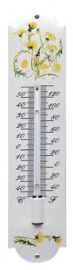 emaille thermometer bloemen geel