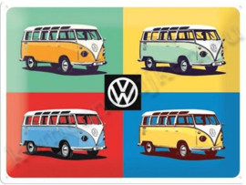 metalen reclamebord volkswagen T1 vier bulli's 30-40 CM