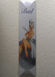 metalen wandbord pin up bad 46x10 cm