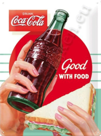 metalen wandbord Coca Cola good with food 30-40 CM