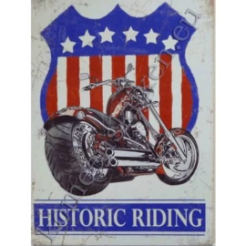 metalen wandbord historic riding 30-40 cm