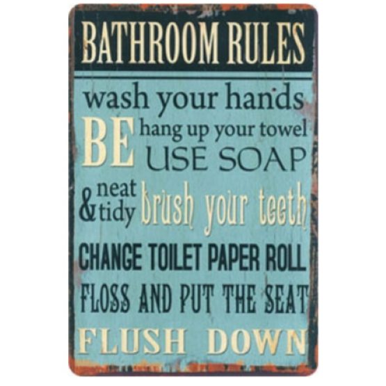 metalen wandplaat bathroom rules 20-30 cm