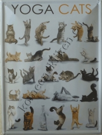 blikken wandbord yoga cats 30-40 cm