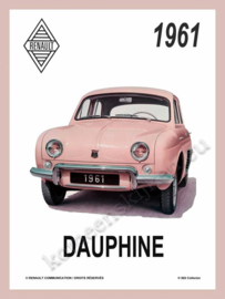 wandplaat renault dauphine affiche 15x21 cm