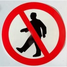 sticker verboden voor voetgangers 18 cm in doorsnede
