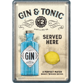 Metal card Gin & tonic served here 10 x 14 cm