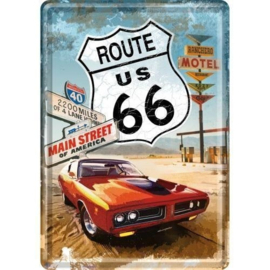 Postcard Route 66 Red Car 10x14 cm