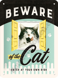 wandbord beware of the cat 15-20 cm