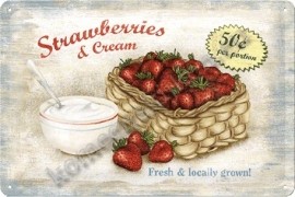 metalen wandplaat strawberries 20x30 cm