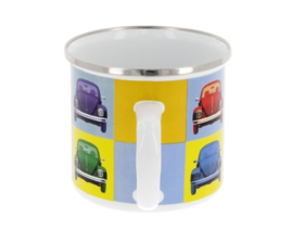 VW Beetle kever multicolor emaille mok