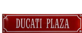 emaille straatnaambord ducati plaza / rood