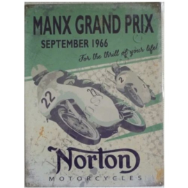 Metalen wandplaat Norton, manx GP 30-40 cm